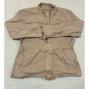 Style & Co Women's XL Tan Utility Jacket Cotton‎ Stretch Full Zip Snap Safari